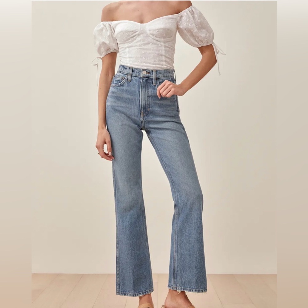 Reformation Blue Flare & Wide Leg Jeans